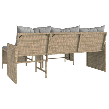 Divano Giardino con Tavolo e Cuscini a L Beige Misto Polyrattan | homemem39