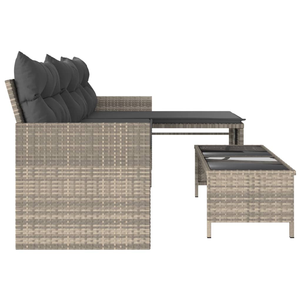 Divano Giardino Tavolo e Cuscini a L Grigio Chiaro Polyrattan | homemem39