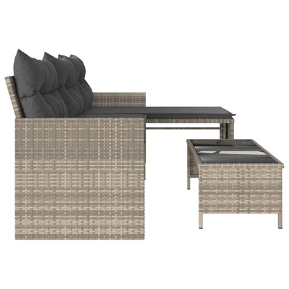 Divano Giardino Tavolo e Cuscini a L Grigio Chiaro Polyrattan | homemem39