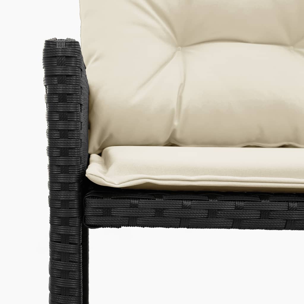 Divano da Giardino con Tavolo e Cuscini a L Nero in Polyrattan | homemem39