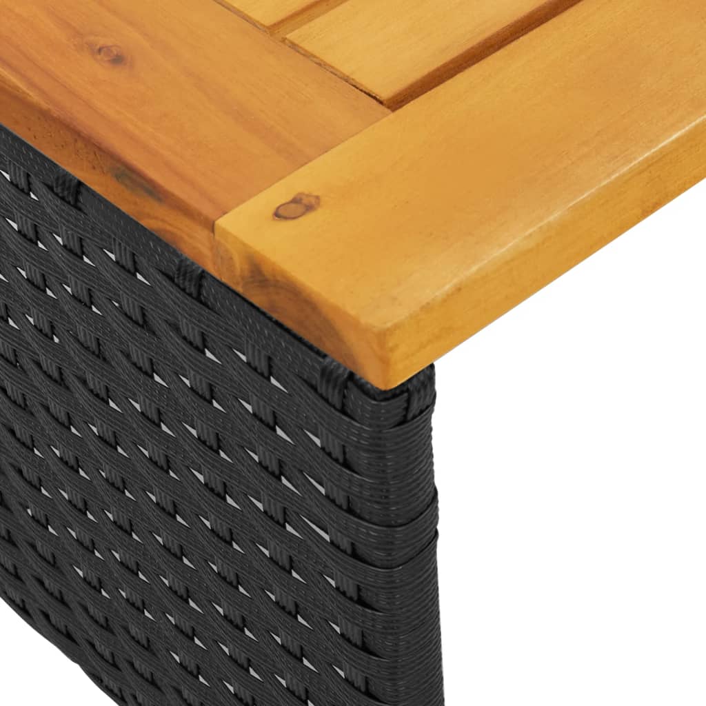 Divano da Giardino con Tavolo e Cuscini a L Nero in Polyrattan | homemem39