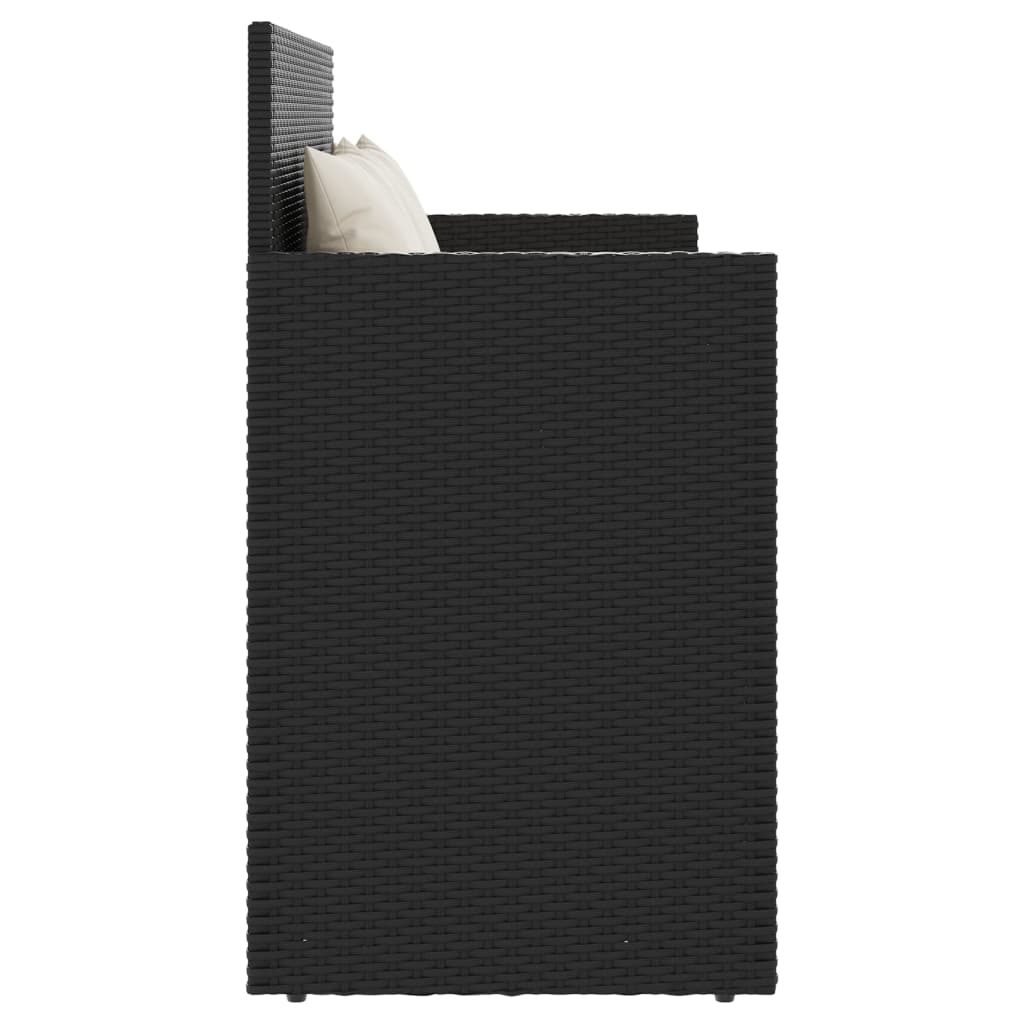 Panca da Giardino con Cuscini Nera in Polyrattan - homemem39