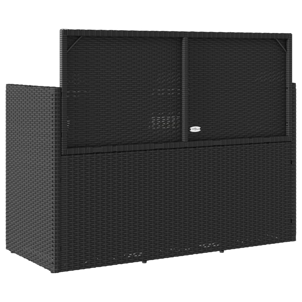 Panca da Giardino con Cuscini Nera in Polyrattan - homemem39