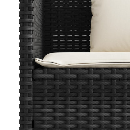Panca da Giardino con Cuscini Nera in Polyrattan - homemem39