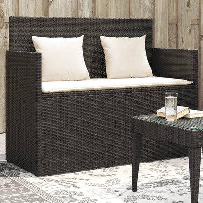 Panca da Giardino con Cuscini Nera in Polyrattan - homemem39