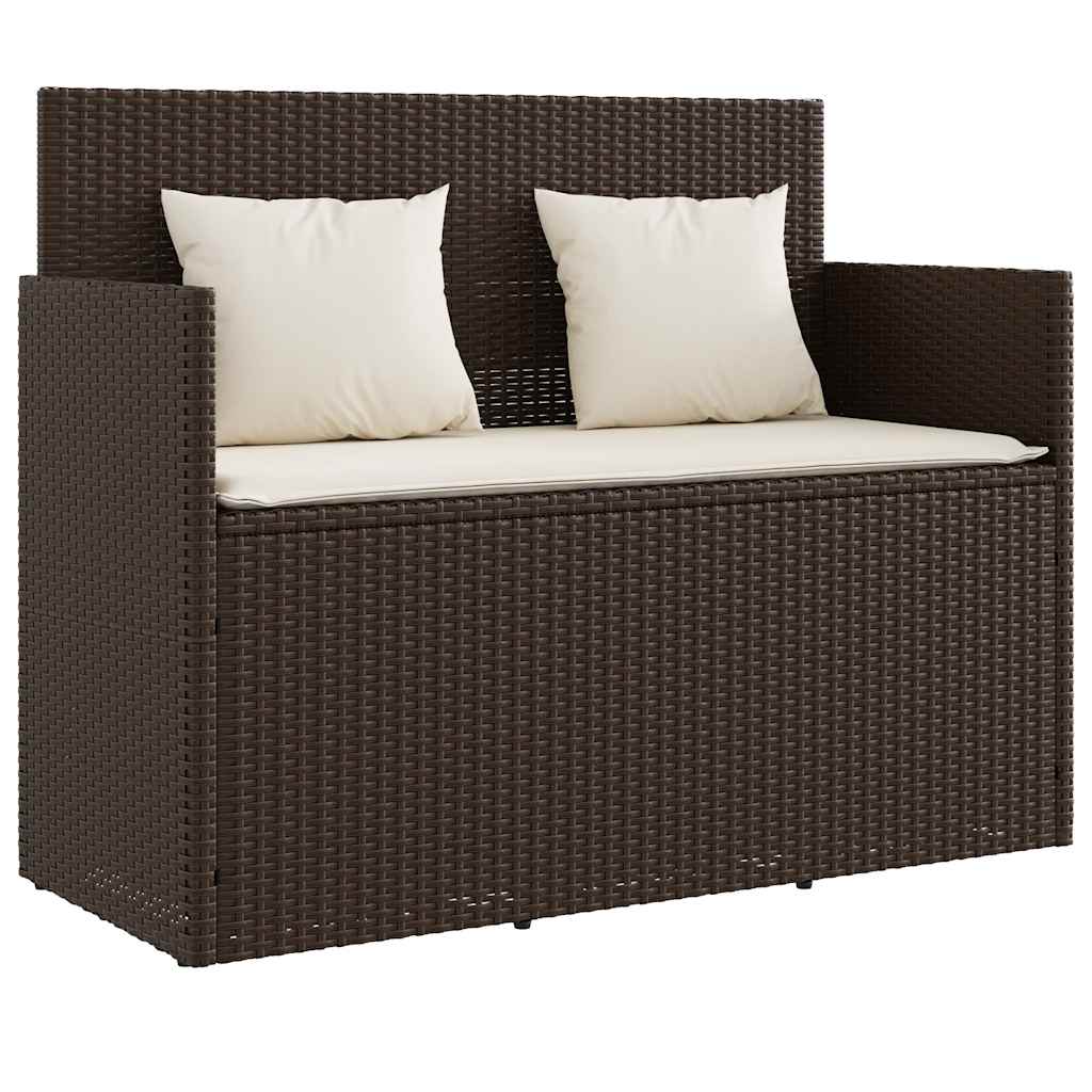 Panca da Giardino con Cuscini Marrone in Polyrattan | homemem39