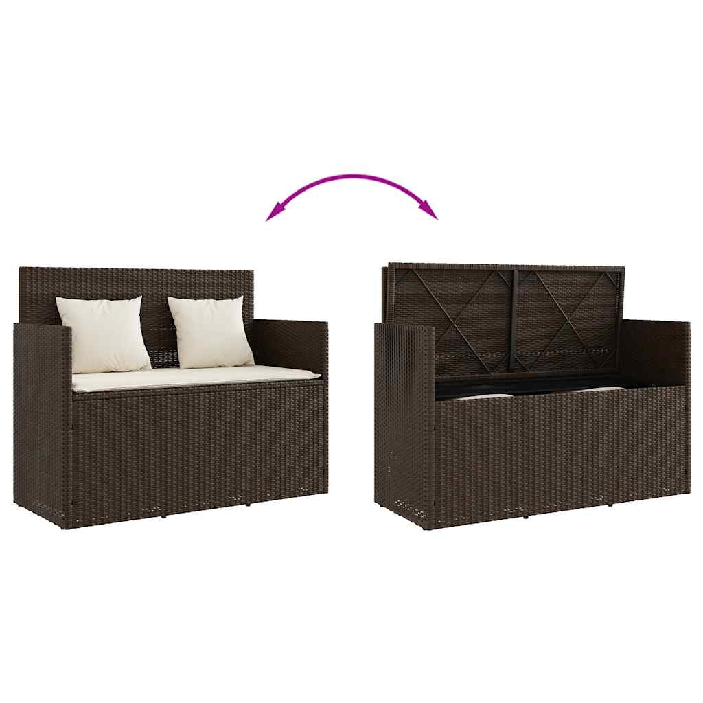 Panca da Giardino con Cuscini Marrone in Polyrattan | homemem39