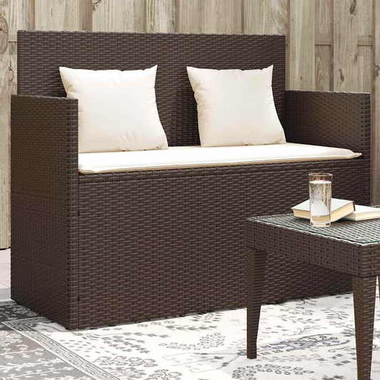 Panca da Giardino con Cuscini Marrone in Polyrattan | homemem39