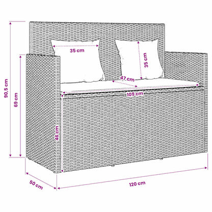Panca da Giardino con Cuscini Beige in Polyrattan