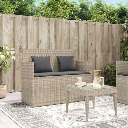 Panca da Giardino con Cuscini Grigio Chiaro in Polyrattan | homemem39