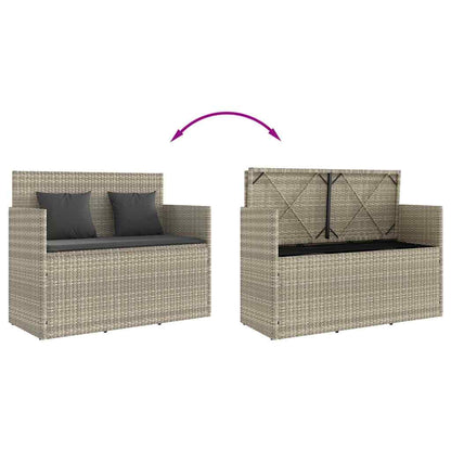 Panca da Giardino con Cuscini Grigio Chiaro in Polyrattan | homemem39