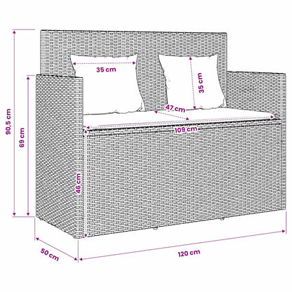 Panca da Giardino con Cuscini Grigio Chiaro in Polyrattan | homemem39