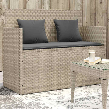 Panca da Giardino con Cuscini Grigio Chiaro in Polyrattan | homemem39