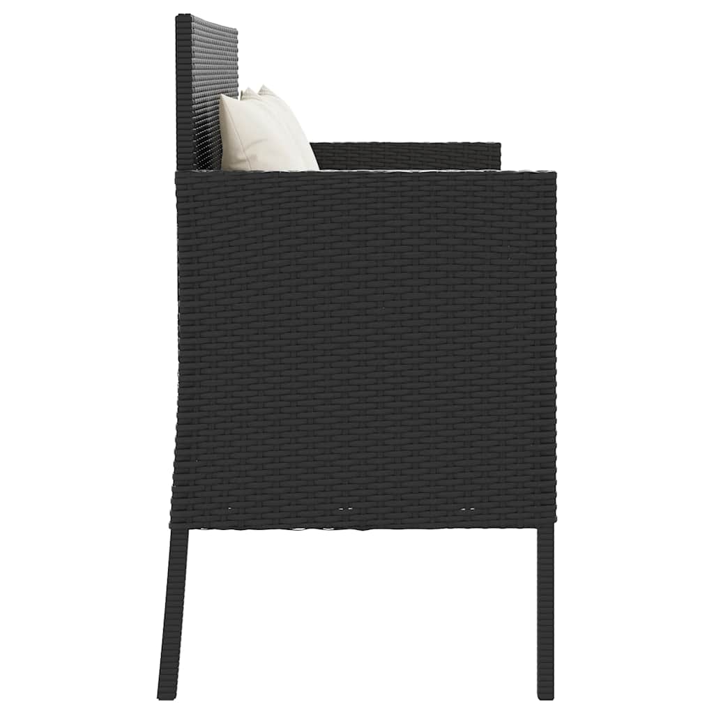 Panca da Giardino con Cuscini Nera in Polyrattan | homemem39
