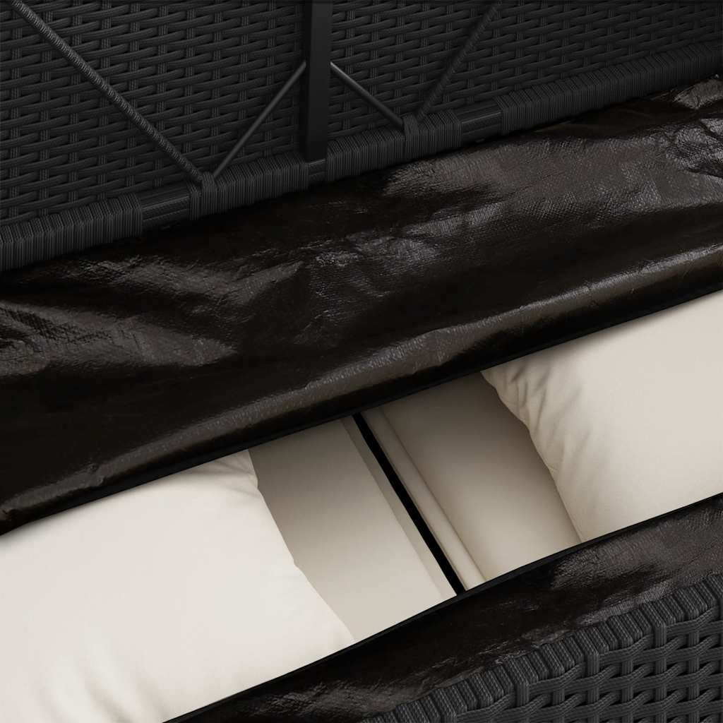 Panca da Giardino con Cuscini Nera in Polyrattan | homemem39