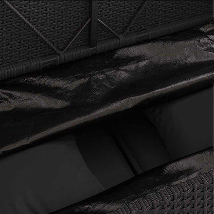 Panca da Giardino con Cuscini Nera in Polyrattan | homemem39