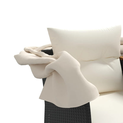 Divano Giardino 2 Posti Baldacchino e Sgabelli Nero Polyrattan | homemem39