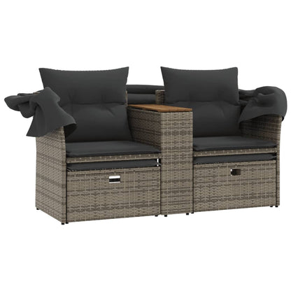 Divano Giardino 2Posti Baldacchino e Sgabelli Grigio Polyrattan | homemem39