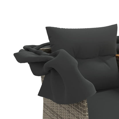 Divano Giardino 2Posti Baldacchino e Sgabelli Grigio Polyrattan | homemem39