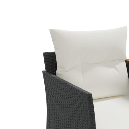 Divano da Giardino 2 Posti con Sgabelli Nero in Polyrattan - homemem39