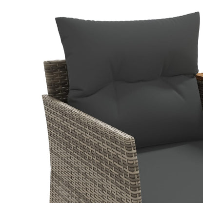 Divano da Giardino 2 Posti con Sgabelli Grigio in Polyrattan | homemem39