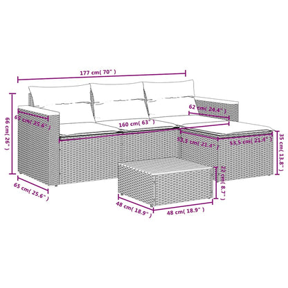Set Divani da Giardino 3 pz con Cuscini in Polyrattan Nero