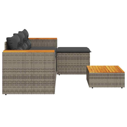 Set Divani da Giardino 3 pz con Cuscini Grigio in Polyrattan | homemem39