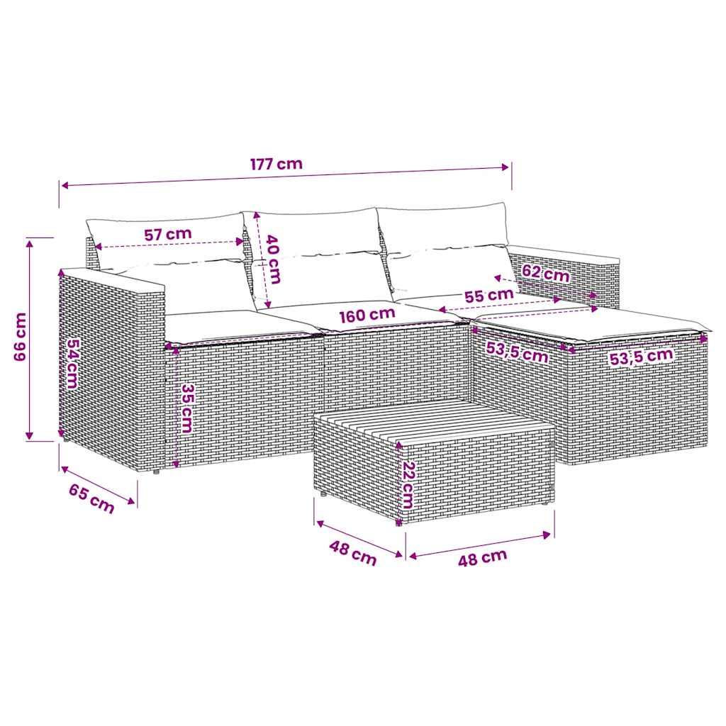 Set Divani da Giardino 3 pz con Cuscini Grigio in Polyrattan | homemem39