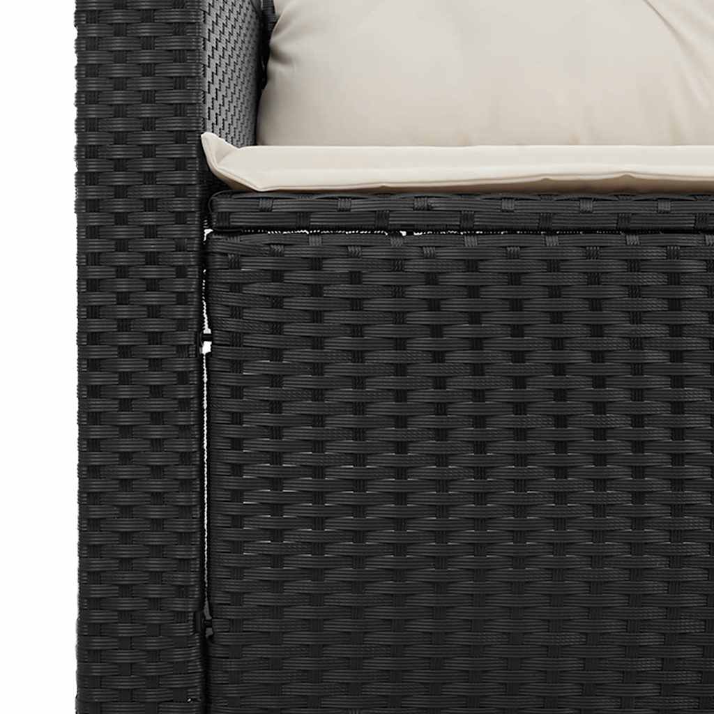 Divano da Giardino a 3 Posti con Cuscini Nero in Polyrattan | homemem39