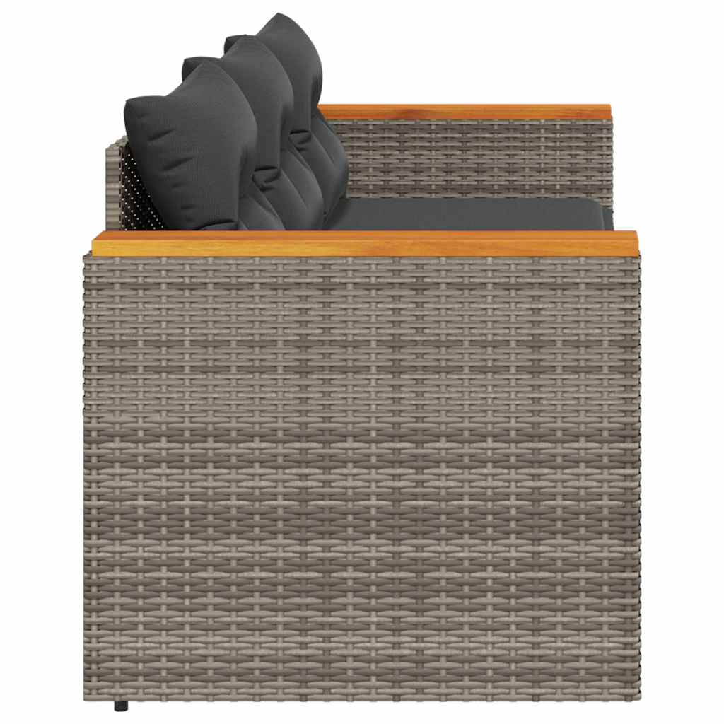 Divano da Giardino con Cuscini 3 Posti Grigio in Polyrattan | homemem39