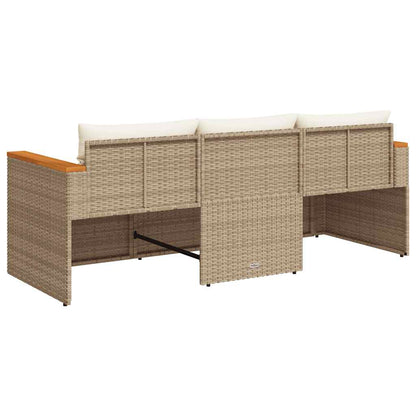 Divano da Giardino con Cuscini a 3 Posti Beige in Polyrattan | homemem39
