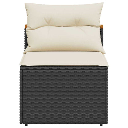 Divano Giardino Senza Braccioli con Cuscini 2pz Nero Polyrattan | homemem39