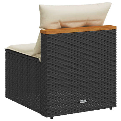 Divano Giardino Senza Braccioli con Cuscini 2pz Nero Polyrattan | homemem39