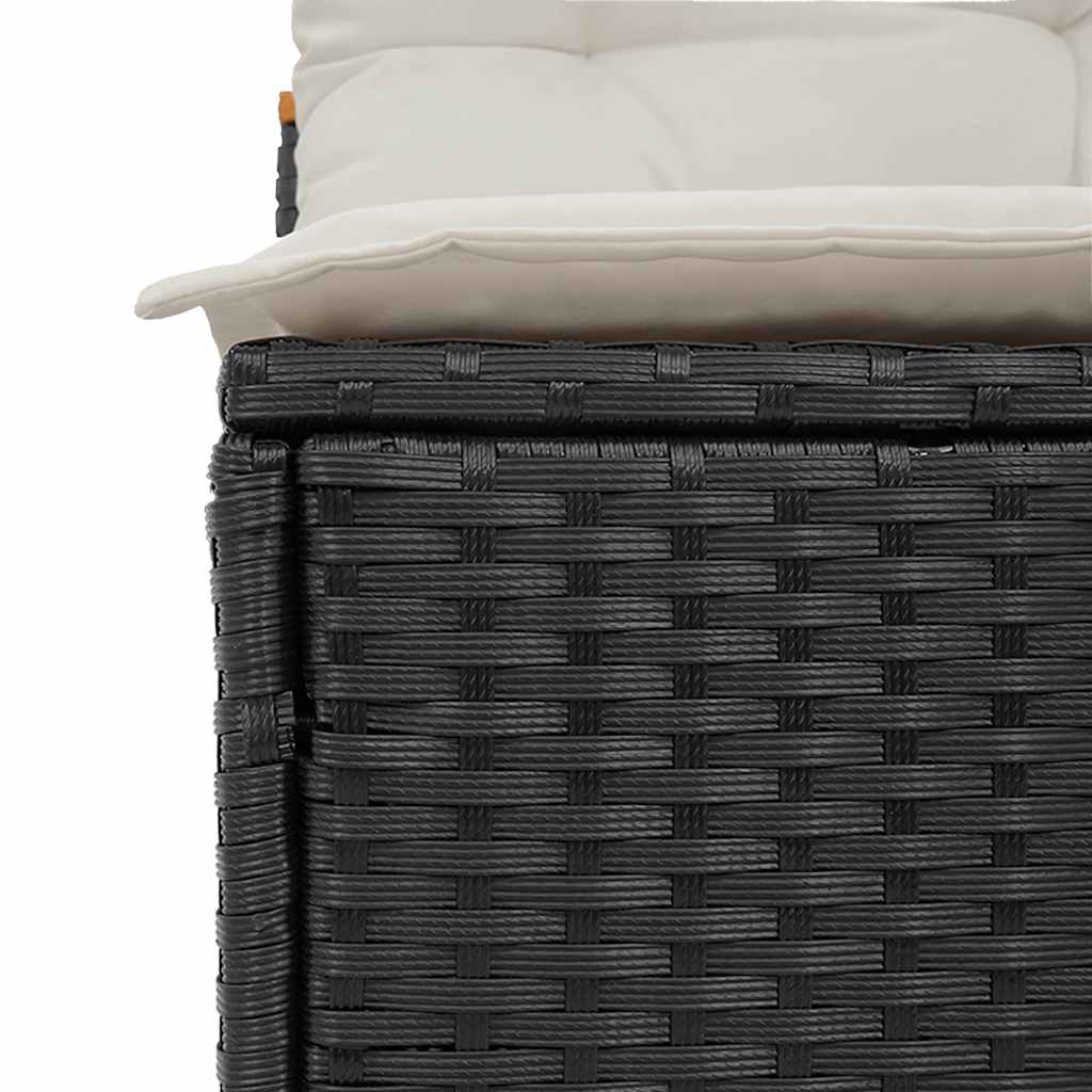 Divano Giardino Senza Braccioli con Cuscini 2pz Nero Polyrattan | homemem39