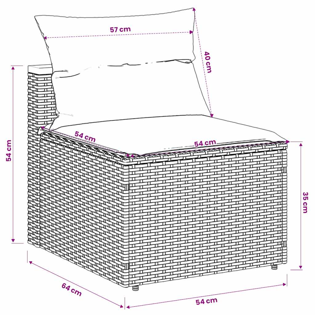 Divano Giardino Senza Braccioli con Cuscini 2pz Nero Polyrattan | homemem39