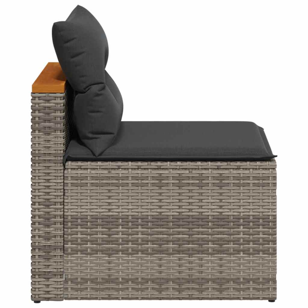 Divani Giardino Senza Braccioli con Cuscini 2 Grigi Polyrattan | homemem39