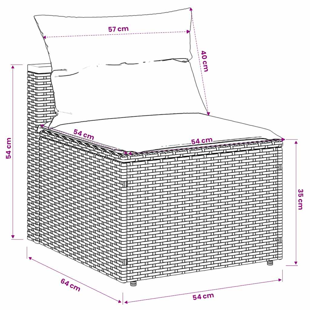 Divani Giardino Senza Braccioli con Cuscini 2 Grigi Polyrattan | homemem39