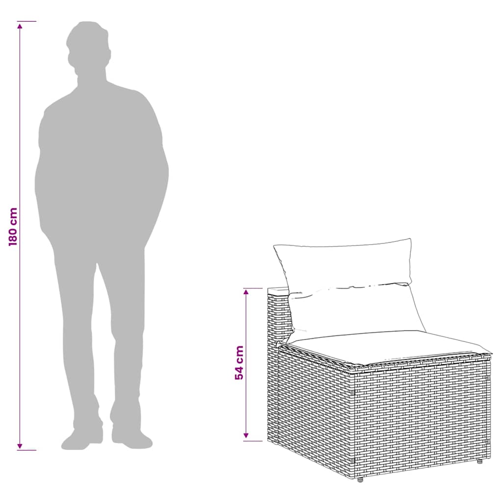 Divani Giardino Senza Braccioli con Cuscini 2 Grigi Polyrattan | homemem39