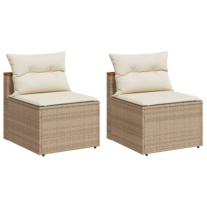 Divani Giardino Senza Braccioli con Cuscini 2 Beige Polyrattan | homemem39
