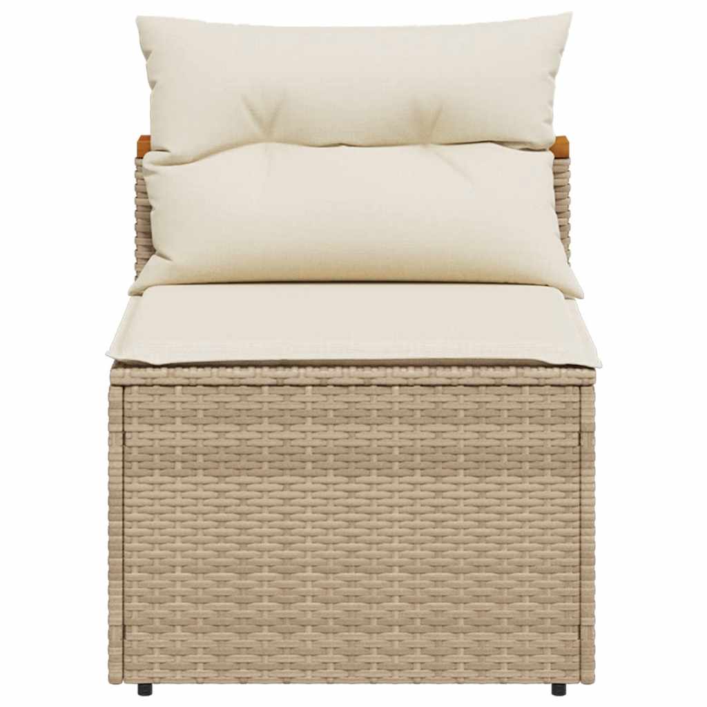 Divani Giardino Senza Braccioli con Cuscini 2 Beige Polyrattan | homemem39