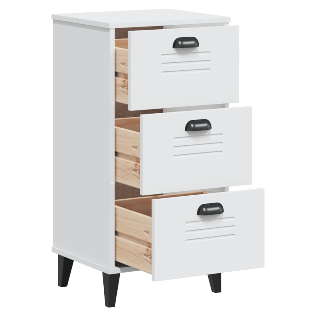 Comodino VIKEN Bianco in Legno Massello di Pino | homemem39