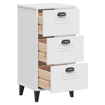 Comodino VIKEN Bianco in Legno Massello di Pino | homemem39