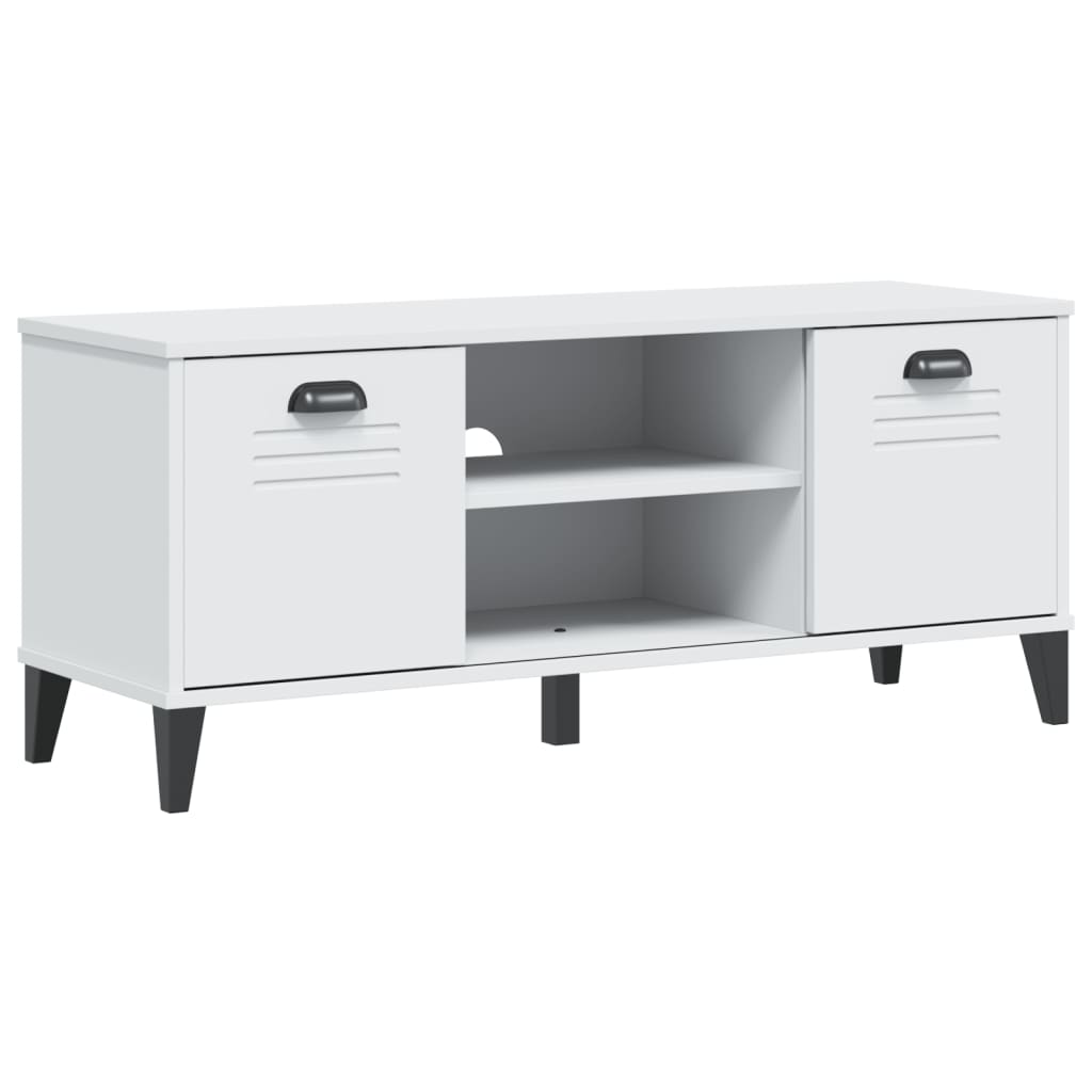 Panca Portascarpe VIKEN Bianca 106x35x45 cm Legno Massello Pino - homemem39