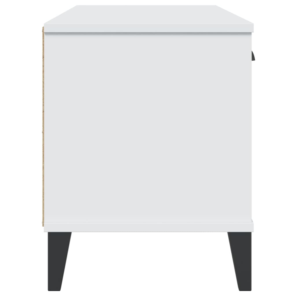 Panca Portascarpe VIKEN Bianca 106x35x45 cm Legno Massello Pino - homemem39