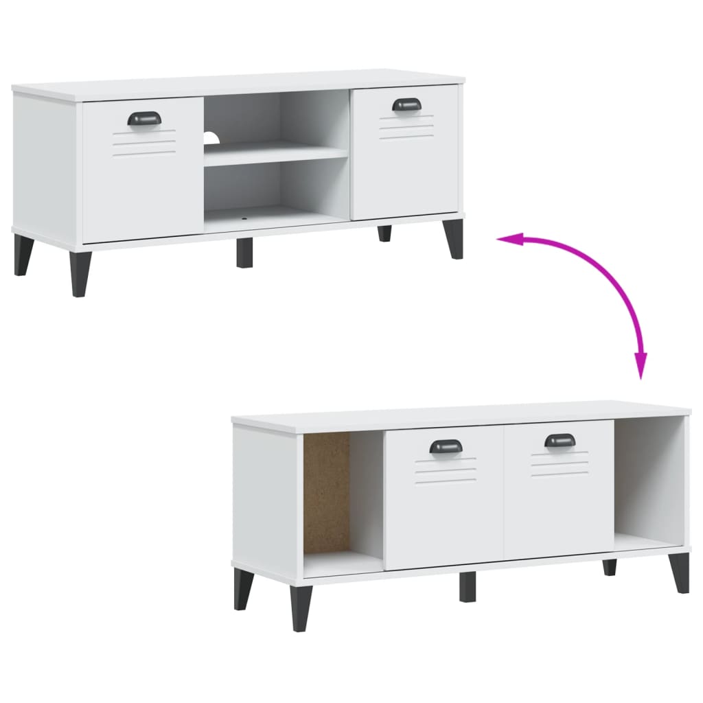 Panca Portascarpe VIKEN Bianca 106x35x45 cm Legno Massello Pino - homemem39