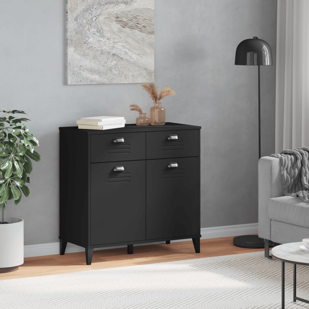 Credenza VIKEN Nera 80x40x80 cm in Legno Multistrato | homemem39