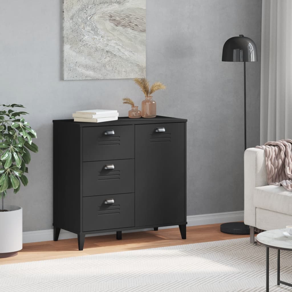 Credenza VIKEN Nera 80x40x80 cm in Legno Multistrato | homemem39