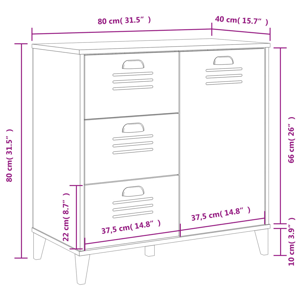 Credenza VIKEN Nera 80x40x80 cm in Legno Multistrato | homemem39