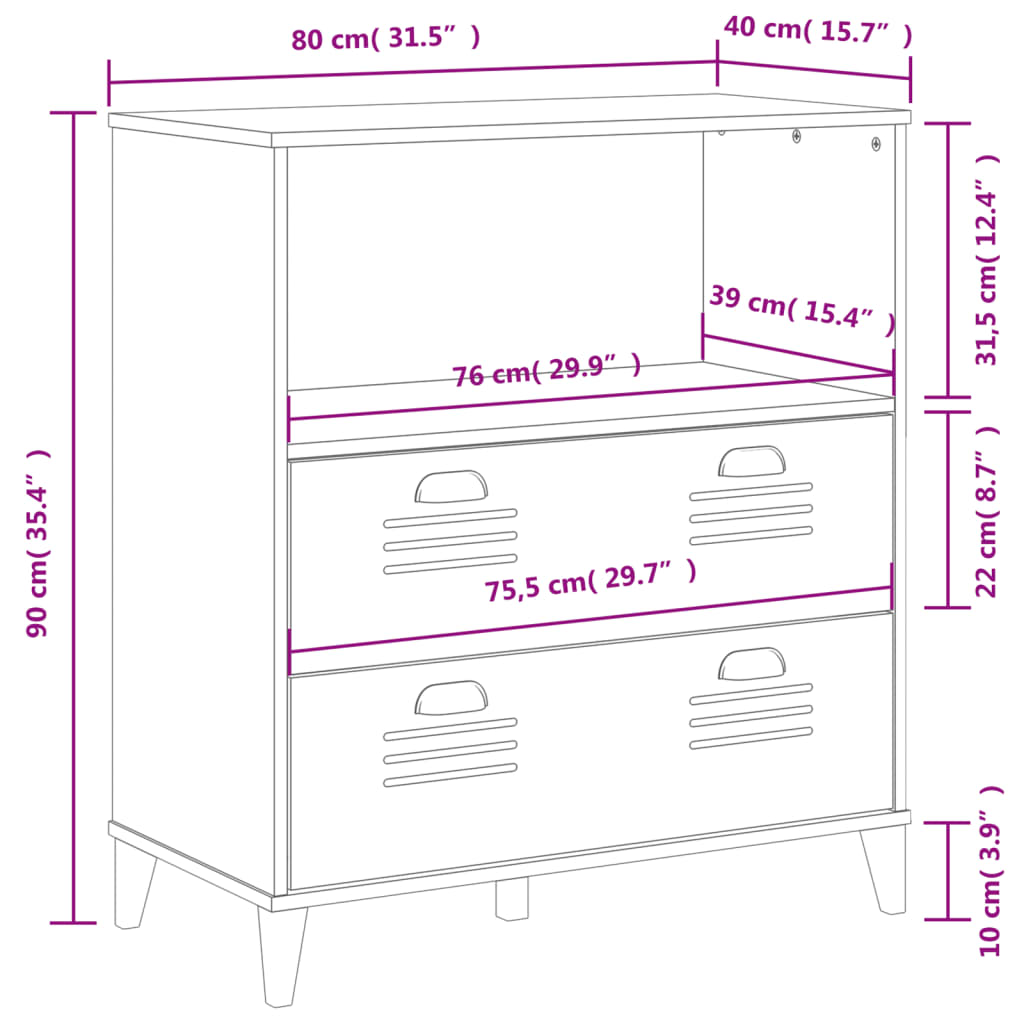 Libreria VIKEN Antracite 80x40x80 cm in Legno Multistrato | homemem39