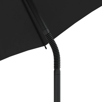 Divano Giardino 2 Posti Ombrellone e Sgabelli Nero Polyrattan | homemem39